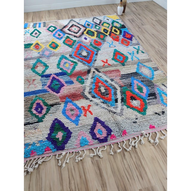2020s Multicolor Diamond Handwoven Wool Moroccan Boujaad Rug For Sale - Image 5 of 12