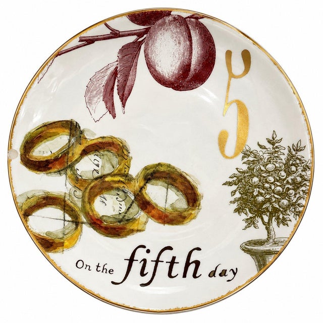 Late 20th Century Williams Sonoma 12 Days of Christmas Porcelain Plates Dinnerware Set 12 For Sale In Pittsburgh - Image 6 of 16