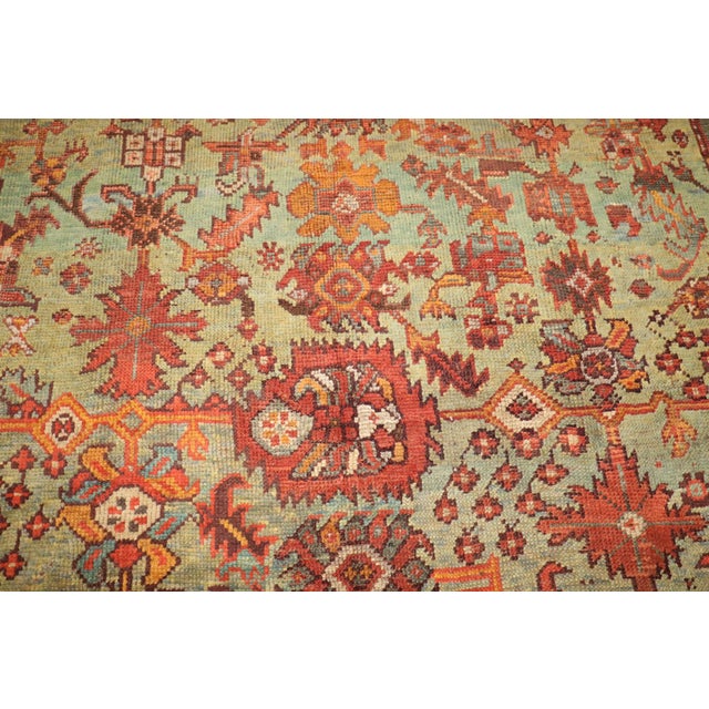 Early 20th Century Room Size Green Antique Square Oushak Rug For Sale - Image 5 of 10