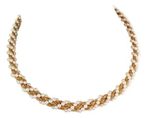Mikimoto Natural Pearls 18k Yellow Gold Rope Necklace