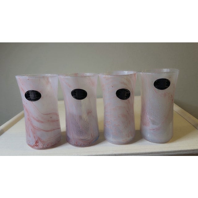 Mid-Century Modern Murano Nuova Cristalleria Arzanese Pink Drinking Glasses -Set of 4 For Sale - Image 3 of 5