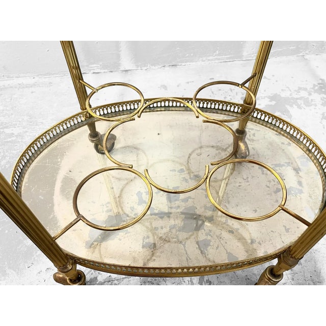 Vintage French Brass Bar Cart from Maison Baguès For Sale - Image 10 of 11