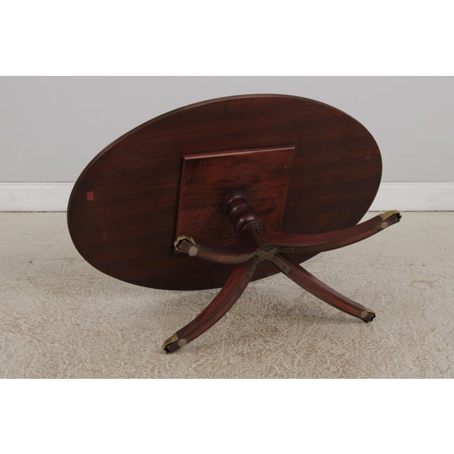 Henkel Harris Oval Elliptical Mahogany Inlaid Coffee Table For Sale - Image 11 of 12