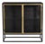 Black Iron & Brass Glass Side Cabinet For Sale
