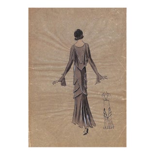 Lanvin of Paris C1920s Original Fashion Illustration in Gouache For Sale
