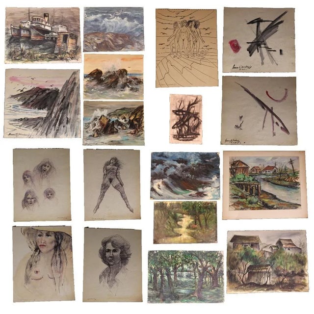 James W. Woodruff Lot of 17 James Woodruff Landscape, Abstract and Figurative Paintings 1930's to 1970's - 17 Pieces For Sale - Image 9 of 9