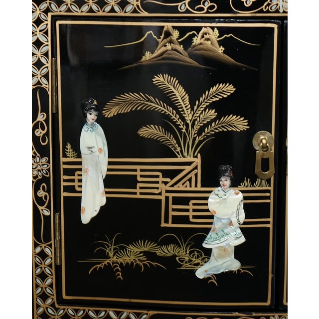 Gold Decorative Chinese Chinoiserie Cabinet For Sale - Image 8 of 18