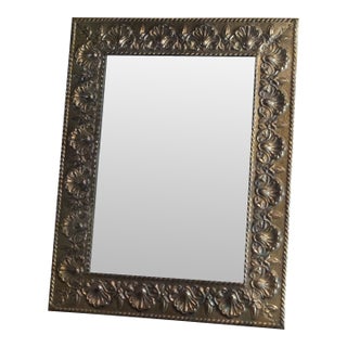 1950s English Peerage Brass Scalloped Shell Wall Mirror For Sale