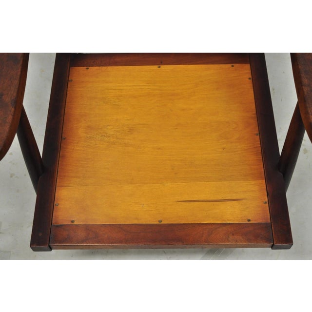 Wood Vintage George Nakashima Spindle Back Black Walnut "Cushion" Lounge Arm Chair For Sale - Image 7 of 18