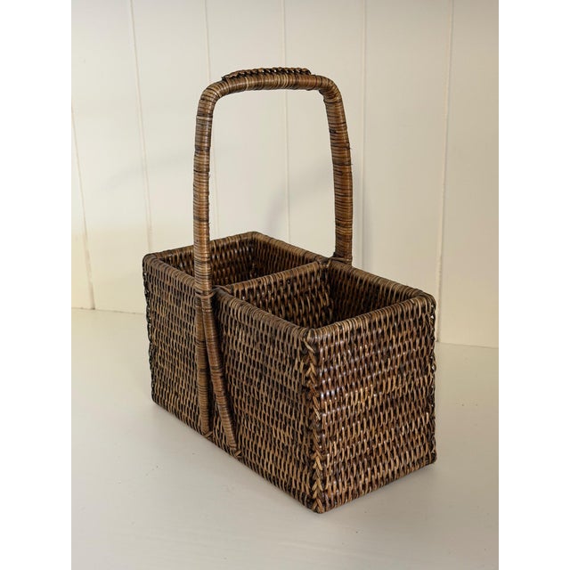 Early 21st Century Vintage Rattan Wine Carrying Basket For Sale - Image 5 of 11