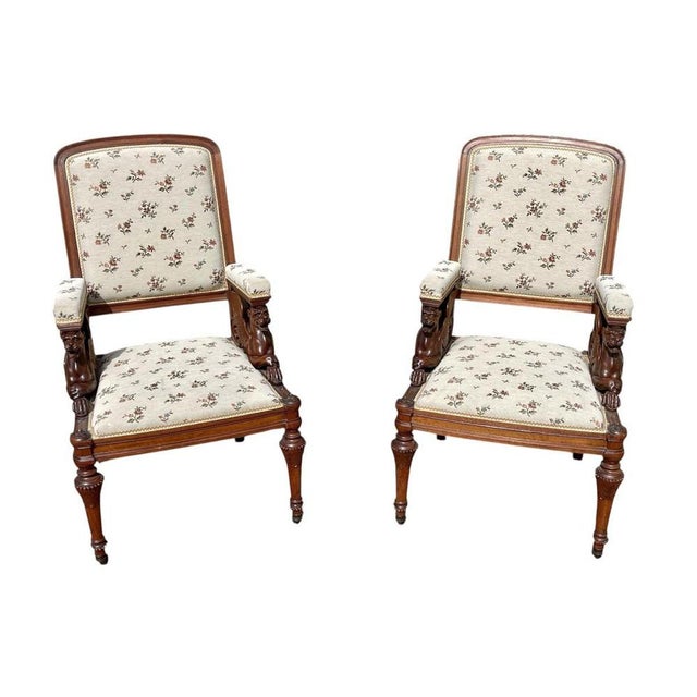 Brown Renaissance Style Living Room Set in Walnut, Set of 7 For Sale - Image 8 of 13