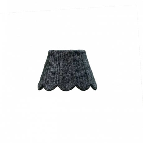 English 12" Scalloped Lamp Shade in Black Seagrass For Sale - Image 3 of 3