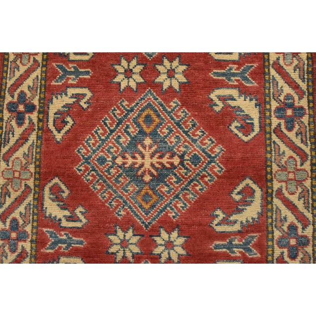 Textile Kazak Runner 2’5” X 6’5” Red Wool Tribal Hand-Knotted Oriental Rug For Sale - Image 7 of 11