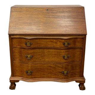 Antique Traditional Chippendale Style Mahogany Secretary Desk For Sale