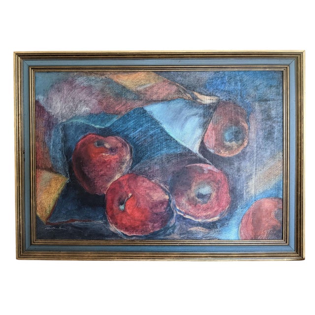 Vintage Original Still Life Apples Oil Painting on Canvas Board Signed by the Artist, and Dated December 1981 on the...