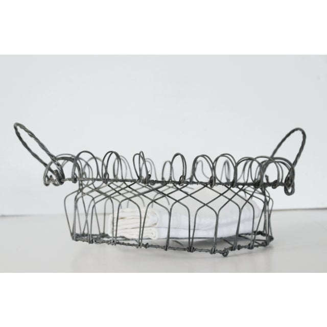 Dark Gray Antique French Twisted Wire Bread Basket For Sale - Image 8 of 8