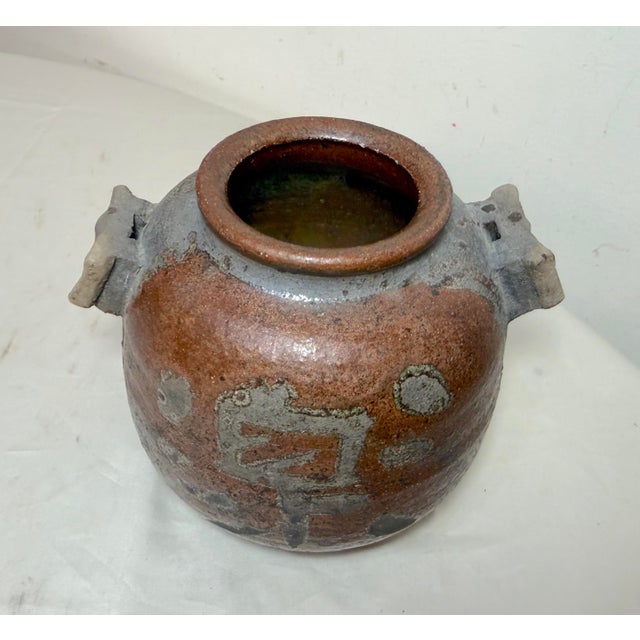 Vintage Original Japanese Barag Studio Pottery Character Vase Jar W/ Handles For Sale - Image 10 of 13