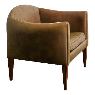 Brown Leather V12 Armchair by Illum Wikkelsø, 1960s For Sale