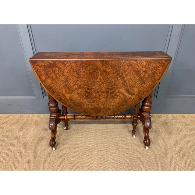 Large Victorian Burr Walnut Sutherland Table, 1870 For Sale - Image 10 of 10