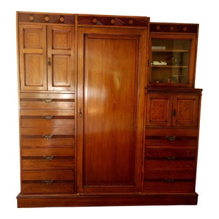 Mid-Century English Mahogany Gentlemen Wardrobe Armoire Cabinet Dresser For Sale