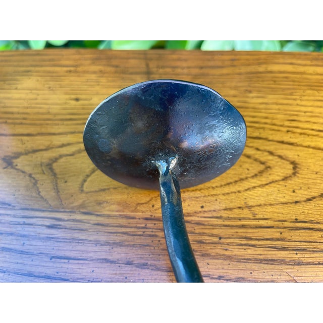 Charcoal Vintage Hand Forged Brutalist Wrought Iron Spiral Candlesticks, Stamped Jb - Pair For Sale - Image 8 of 12