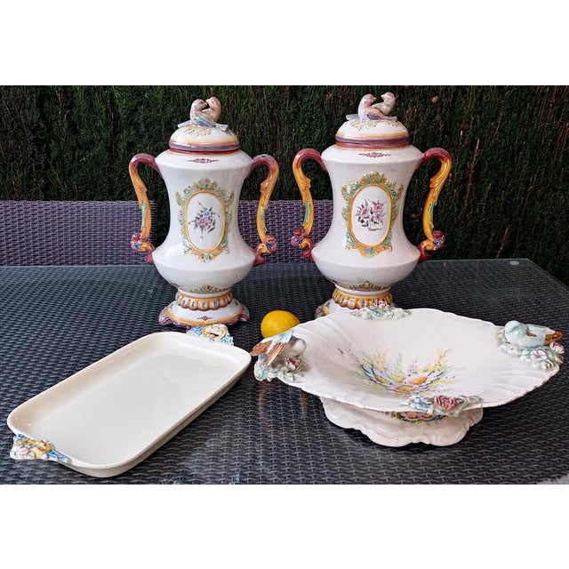 Vintage Vases with Tray and Centerpiece, 1920, Set of 4 For Sale - Image 13 of 16