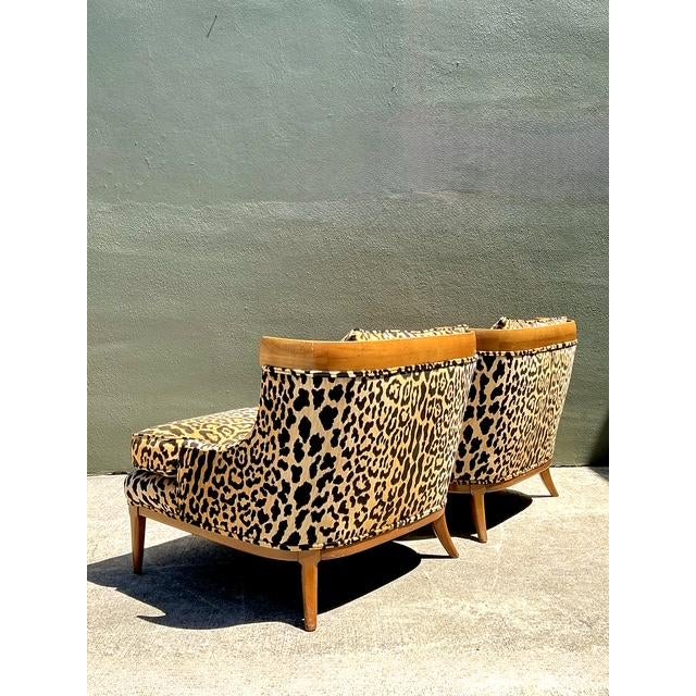 Wood Vintage MCM Slope Arm Leopard Lounge Chairs - A Pair For Sale - Image 7 of 7