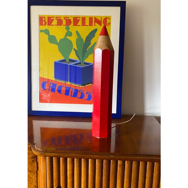 Postmodern Red Pencil Table Lamp by Michel Aroutcheff for Vilac, France, 1980s For Sale - Image 9 of 18