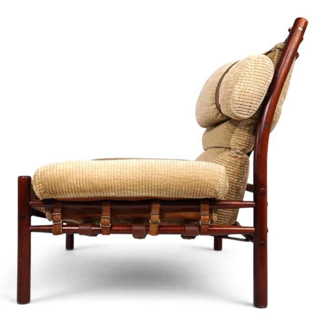 Inca Lounge Chair with Ottoman Corduroy Upholstery from Arne Norell Ab, 1970, Set of 2 For Sale - Image 9 of 18