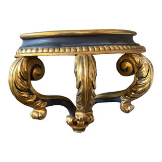 Baroque Revival Blue Lacquered and Gilded Wood Italian Corner Console Table For Sale