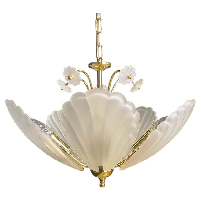 Vintage Italian Glass and Brass Chandelier, 1970s For Sale - Image 17 of 17