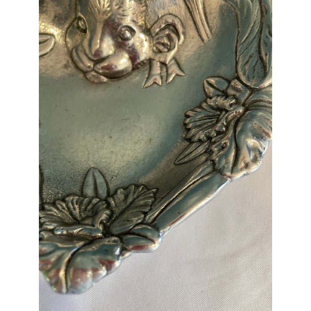 1990s Arthur Court 1994 Heart-Shaped Bunny Dish in Sand-Cast Aluminum - Signed For Sale - Image 5 of 8
