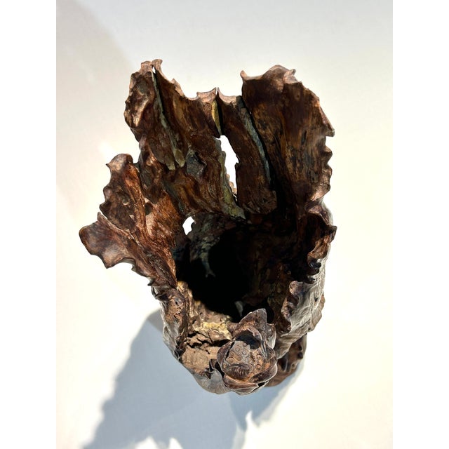 Vintage Carved Japanese Vessel For Sale - Image 9 of 15