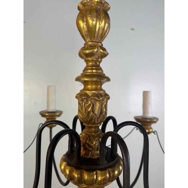 Paul Ferrante Gilt and Iron Six-Light Chandelier, 20th Century For Sale - Image 13 of 16