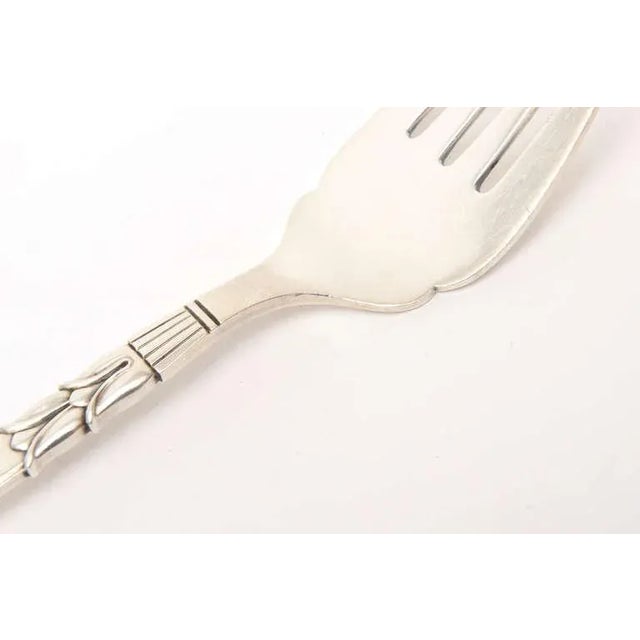 Vintatge Sterling Silver Hallmarked Danish Frigast Large Serving Fork 60's For Sale - Image 9 of 10