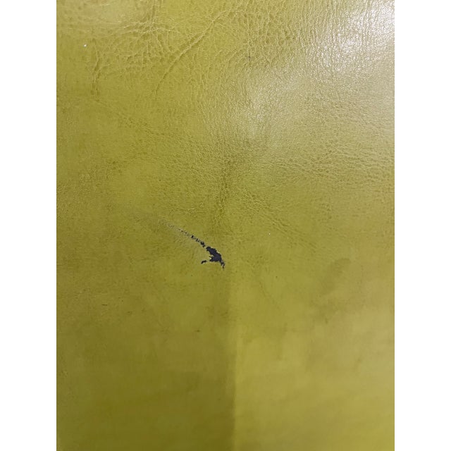 MCM Danish-Style Avocado Green Faux Leather Settee For Sale In Los Angeles - Image 6 of 9