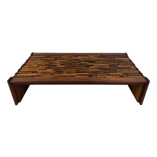Large Mid Century Modern Brutalist Folding Coffee Table by Percival Lafer For Sale