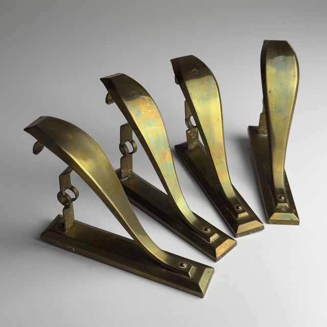 Antique Art Nouveau Brass Curtain Rod Brackets, 1890s, Set of 4 For Sale - Image 15 of 15