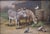 This charming oil on canvas painting, titled Two Donkeys and Pigeons in Farmyard, captures a serene moment of rural life...