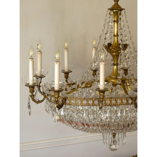 Large Empire Style Oval Crystal 16-Light Hot Air Balloon Chandelier, 1940s For Sale - Image 14 of 18