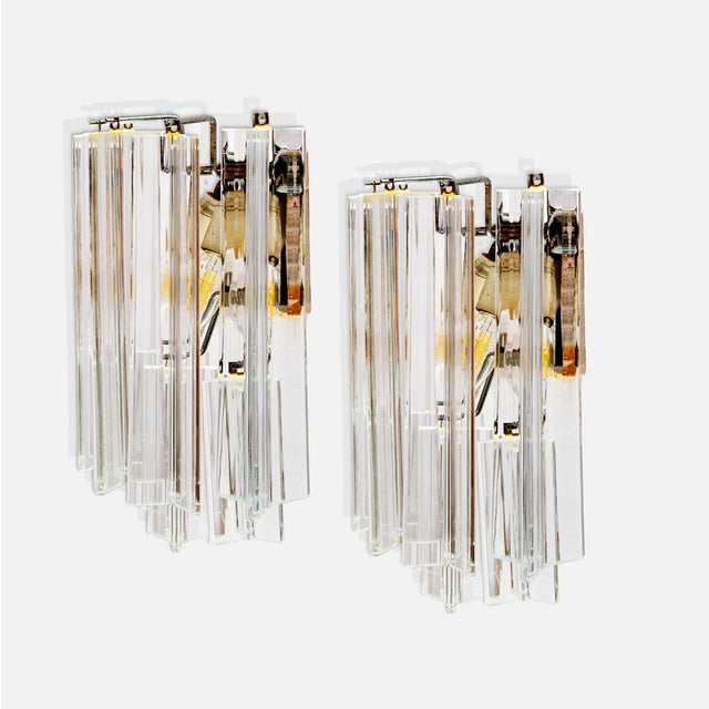Vintage Murano Glass and Chromed Metal Wall Sconces, Italy, 1960s, Set of 2 For Sale - Image 4 of 11