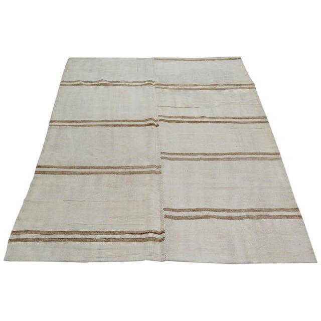 Turkish Vintage Turkish Flatweave Hemp Rug, 5'1''x7'1'' For Sale - Image 3 of 6