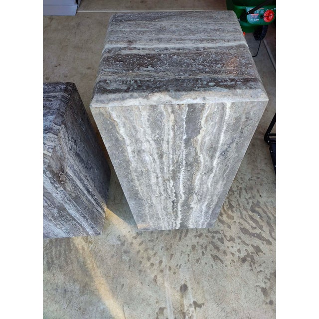 Stone Stunning Pair of Travertine Pedestals For Sale - Image 7 of 12