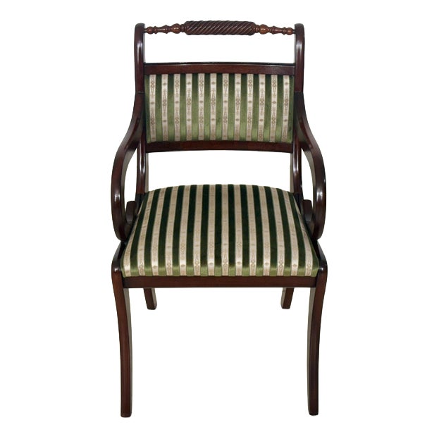 Upholstered Mahogany Dining Armchairs, Set of 2 For Sale