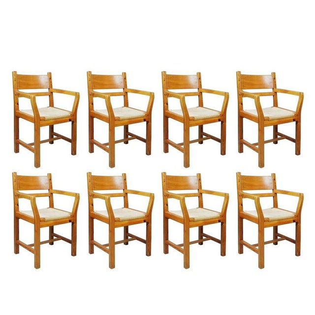 Danish Pine Dining Chairs with Rope Seat, 1980s, Set of 8 For Sale - Image 11 of 11