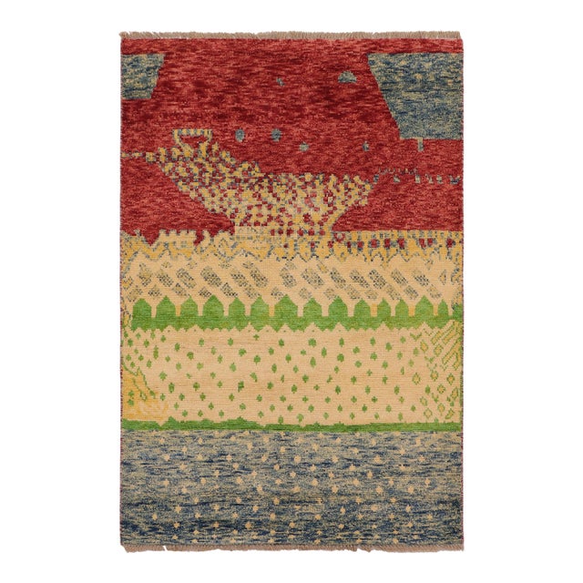 Shabby Chic Balochi Luke Hand Knotted Wool Rug - 3'2'' X 4'11'' For Sale