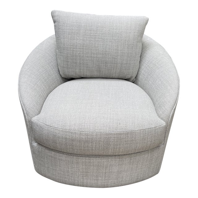 Round Swivel Chair by Lazar in Holly Hunt Textile Chairish