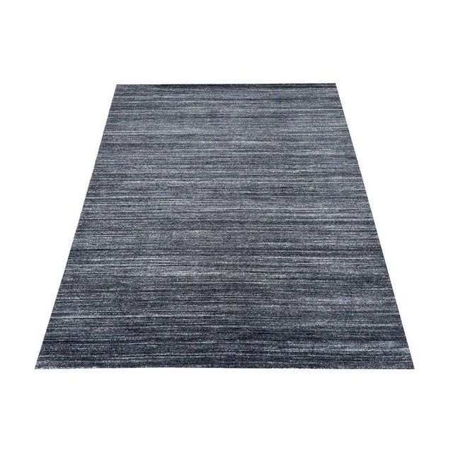 2020s 9x12 Gray Hand-Knotted Wool Striated Texture Geometric Modern Carpet Rug For Sale - Image 5 of 8