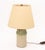 Modern Glazed Stoneware Table Lamp, green glaze band across the top, paper lamp shade. Overall: 16.75" H x 10.75"...