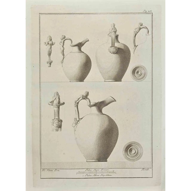 Nicola Fiorillo, Ancient Roman Jars, Etching, 18th Century For Sale